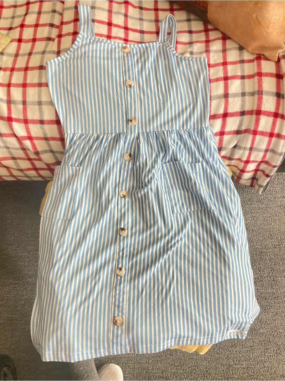 Blue & White Striped Button-Front Sundress